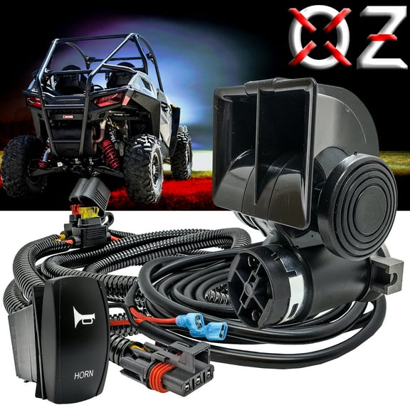 OZ-USA Train Air Horn 150dB Built-In Air Compressor Plug and Play Pulse Power Busbar Plug Wire Harness Kit Compatible with Polaris RZR Turbo General Ranger Crew XPEDITION XP ADV 2018-2025