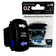 OZ-USA Turn Signal Arrow On/Off/On Rocker Switch 4-Pin SPST Laser Etch Blue LED Backlit Compatible with Can-Am, Polaris RZR, Yamaha Rhino Off-road Truck UTV