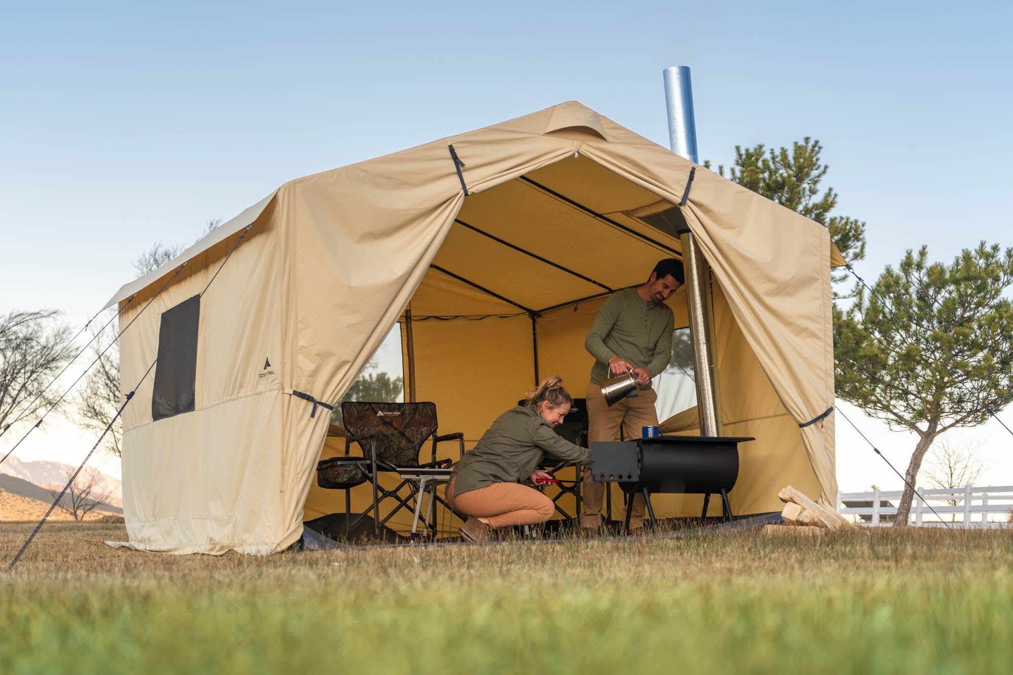Ozark Trail North Fork 6-Person 12 ft x 10 ft Wall Tent with Stove Jack