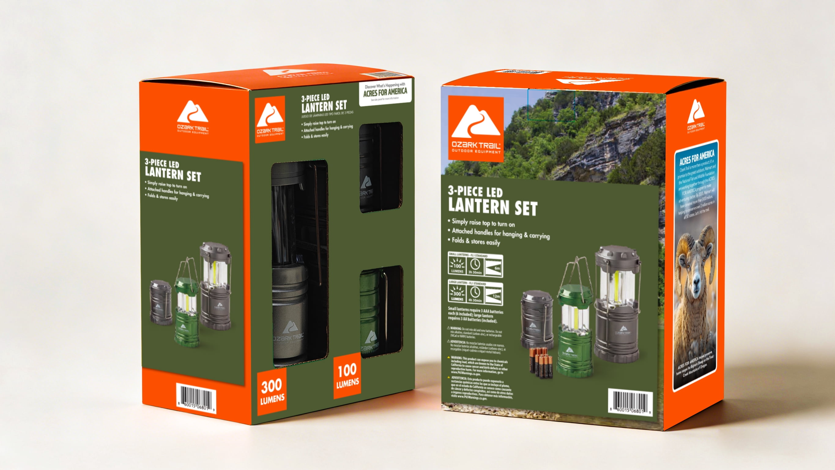 Ozark Trail Lantern Set with one 3*AA big lantern and two 3*AAA small lantern