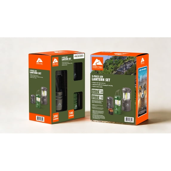 Ozark Trail Lantern Set with one 3*AA big lantern and two 3*AAA small lantern