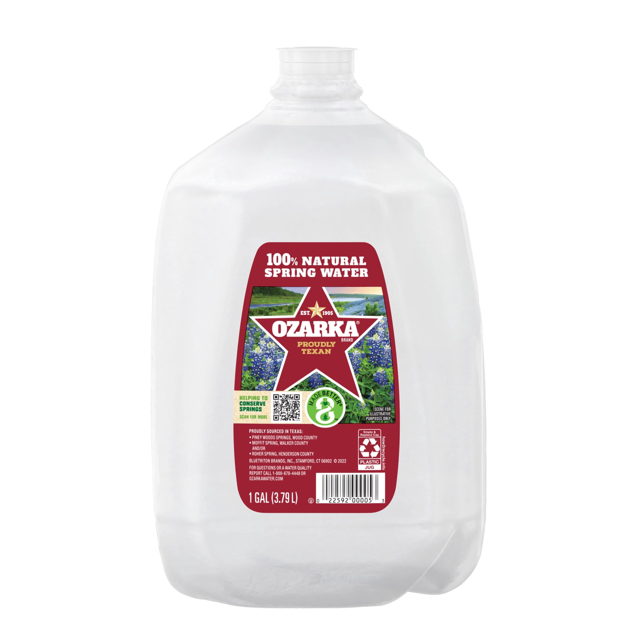 Ozarka Texas Spring Water, 1 Gal, Single Plastic Jug