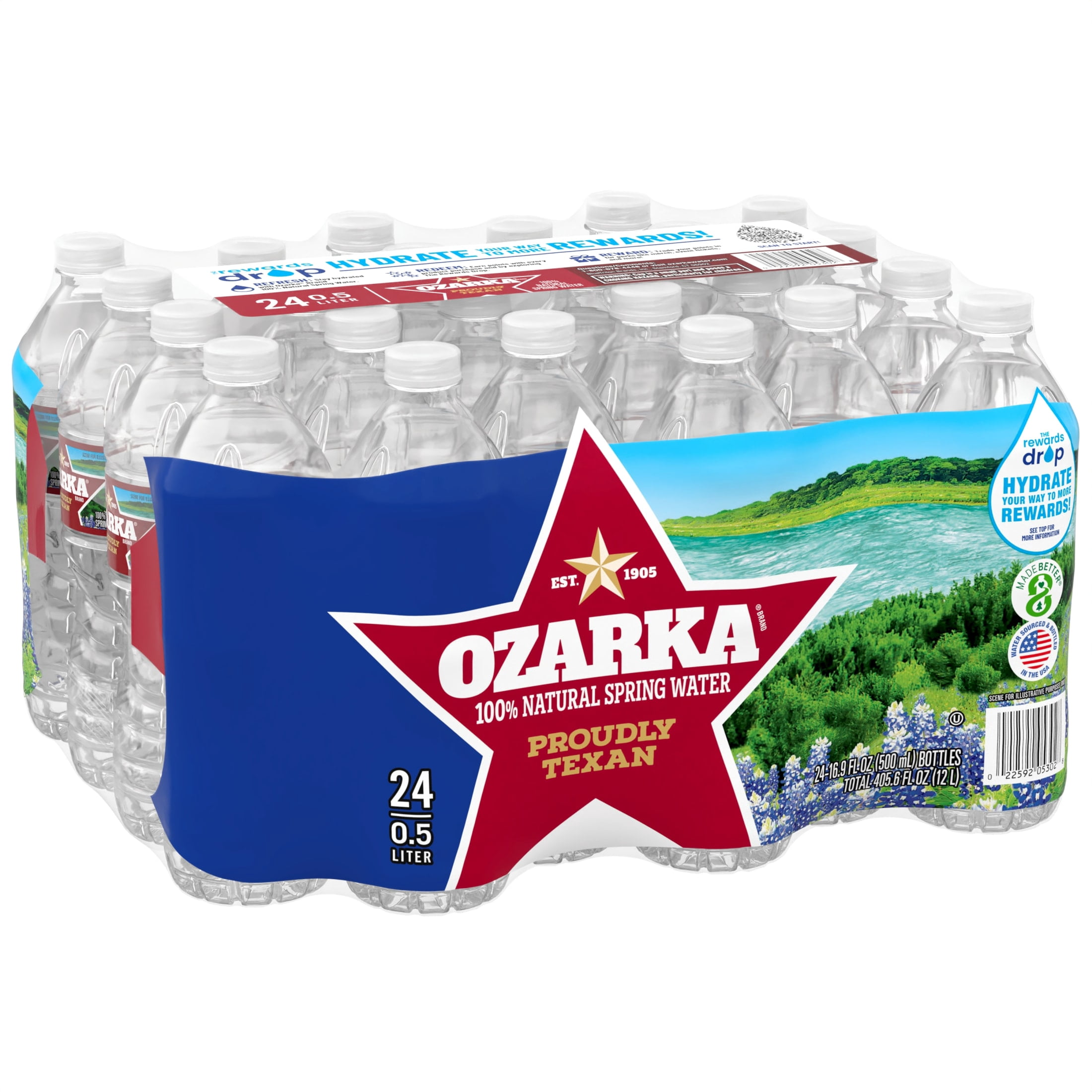 Ozarka Texas Spring Water, 16.9 Fl Oz, 24-Pack Plastic Bottles