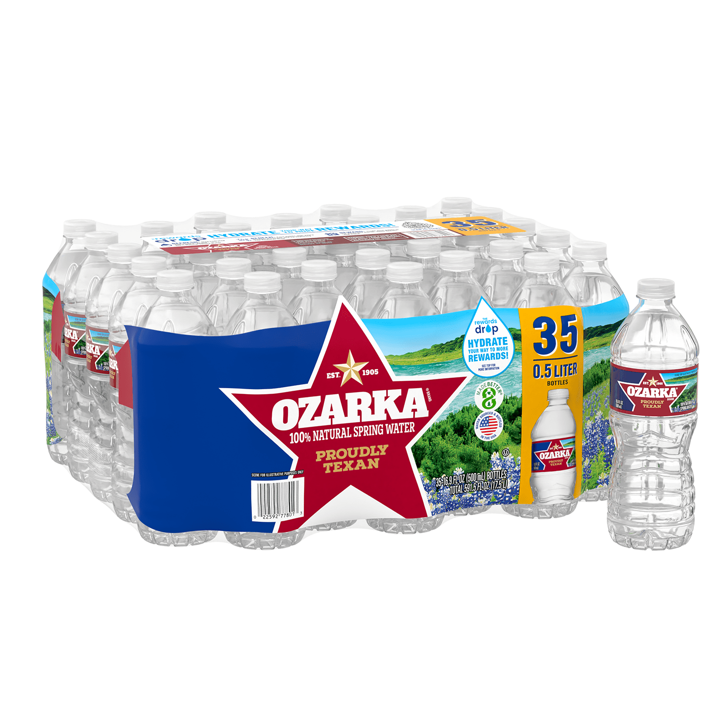 Ozarka Texas Spring Water, 16.9 fl oz, 35 Pack Plastic Bottles
