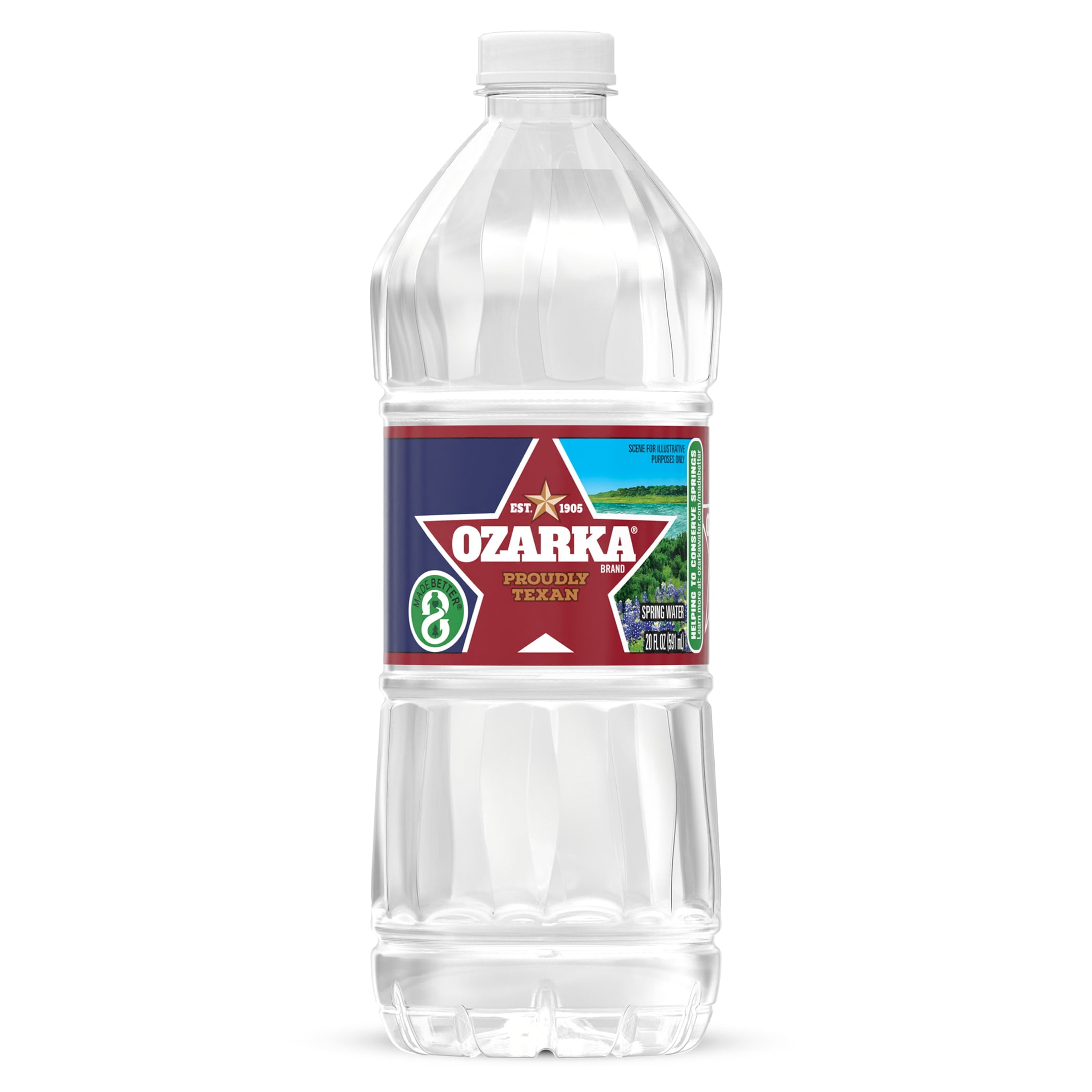 Ozarka Texas Spring Water, 20 Fl Oz, Single Plastic Bottle