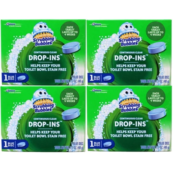 OZEA -4 Pk Scrubbing Bubbles Continuous Clean Drop-Ins, Toilet Cleaner Tablets, 1 Disc