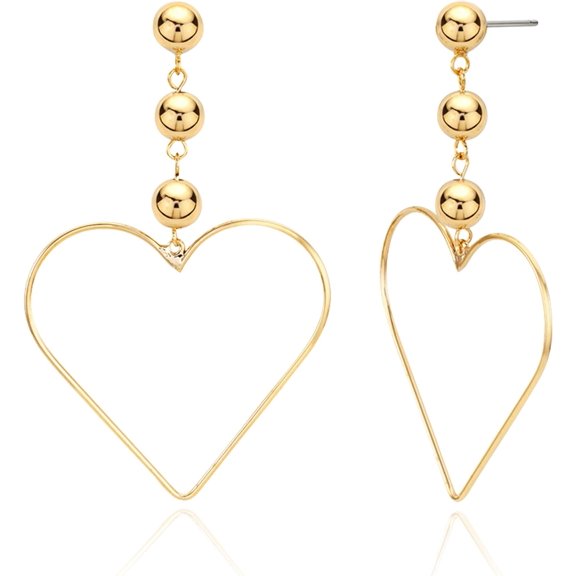 OZEL Heart Earrings Dangling, Valentine Earrings for Women, Pink Heart Accessories, Lightweight Glitter Statement Jewelry Gifts[a231]