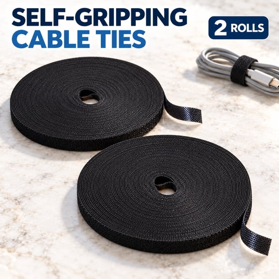 OZERA 164ft Total 1/2 Inch Double-Sided Hook and Loop Cable Ties, 2 Rolls of 82ft Reusable Self-Gripping Fastening Strips for Wire Bundling Home Office Data Center