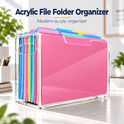 OZERA Clear Acrylic File Folder Organizer, Letter Size Hanging File Storage Box with Handles, Slim Desktop File Holder for Office Home Work, 1 Pack