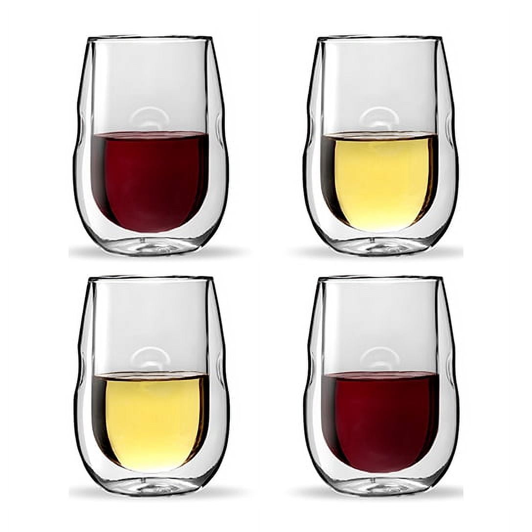 Ello Cru 17 oz Stemless Wine Glass Set with Silicone Sleeves, Paloma (4-Pack)