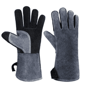 OZERO 932°F Heat Resistant Leather Welding Gloves Grill BBQ Glove for Tig Welder/Grilling/Barbecue/Oven/Fireplace/Wood Stove - Long Sleeve and Insulated Lining