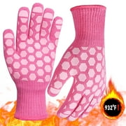 OZERO BBQ Gloves, 932 Degree F Heat Resistant Grilling Gloves Oven Safety Gloves Long Kitchen Gloves for Barbecue,Cutting, Camping, Cooking, Baking