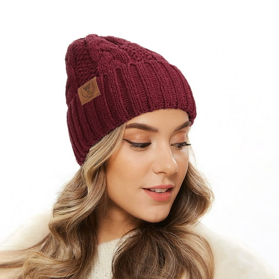 OZERO Beanies for Women, Knit Polar Fleece Lined Slouchy Warm Womens Hats Winter