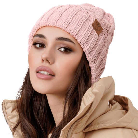 OZERO Beanies for Women, Knit Polar Fleece Lined Slouchy Warm Womens Hats Winter