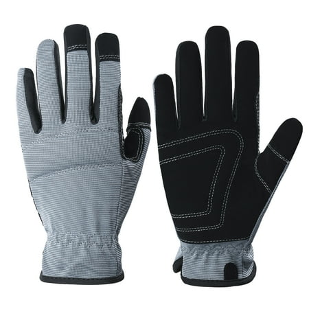 OZERO Gardening Gloves Work for Women and Men, Flexible Breathable ,Thorn Proof Gardening Gloves for Yard, Best Garden Gifts & Tools for Gardener (L-Gray)
