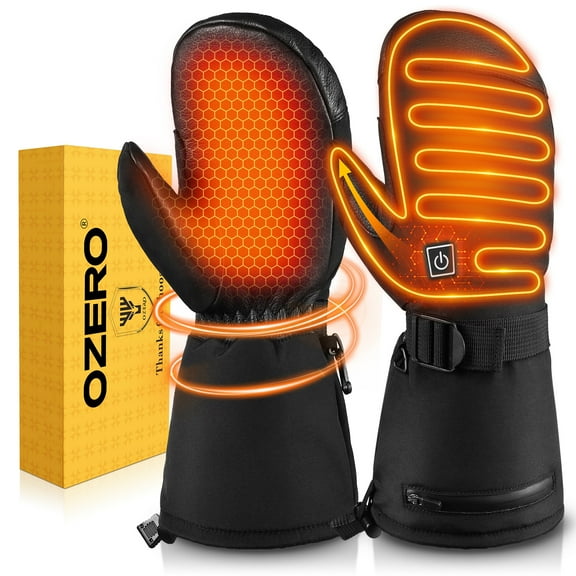 OZERO Heated Gloves Mittens for Men Women: 6000mAh Rechargeable Electric Heating Gloves for Skiing, Hunting, Fishing