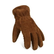 OZERO Insulated Gloves Cold Proof Leather Winter Work Glove Thick Thermal Imitation Lambswool Brown