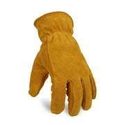 OZERO Insulated Gloves Cold Proof Leather Winter Work Glove Thick Thermal Imitation Lambswool Gold