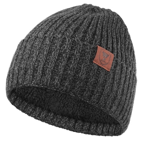 Knit Beanie Winter Hat Thermal Polar Fleece Ski Stocking Snow Skull Cap for Men and Women Gray
