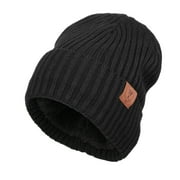 OZERO Knit Beanie Winter Hat Thermal Polar Fleece Snow Skull Cap for Men and Women Black