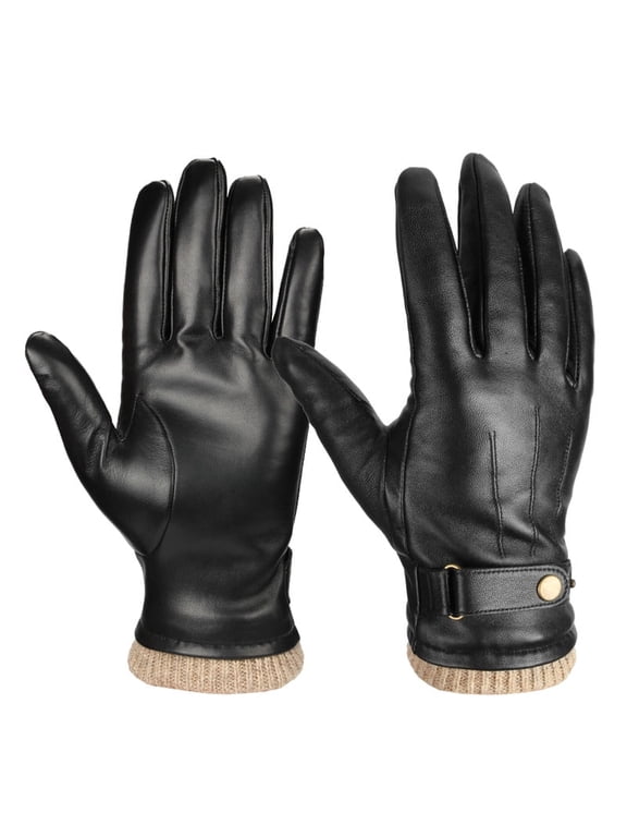 Mens Winter Gloves Nappa Leather Warm Wool Touchscreen Dress Glove - Thermal Gifts for Dad or Husband