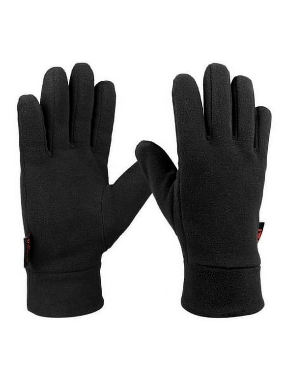 Mens & Womens Winter Gloves Polar Fleece Snow Gloves with Elastic Cuff Black