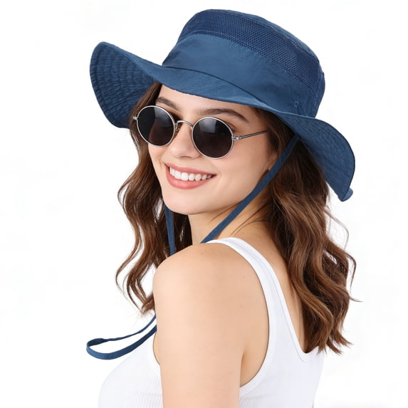 OZERO UPF 50+ Sun Hats for Women Men - Wide Brim Summer Mesh Hat UV Protection Packable Boonie Bucket Fishing Camping Safari Beach Hats for Ladies Hiking