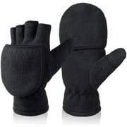 OZERO Winter Convertible Gloves Flip Top Mittens with Thermal Warm Polar Fleece for Men Women