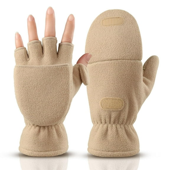 OZERO Winter Convertible Gloves Flip Top Mittens with Thermal Warm Polar Fleece for Men Women