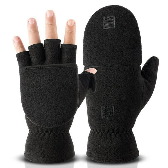 OZERO Winter Convertible Gloves Flip Top Mittens with Thermal Warm Polar Fleece for Men Women