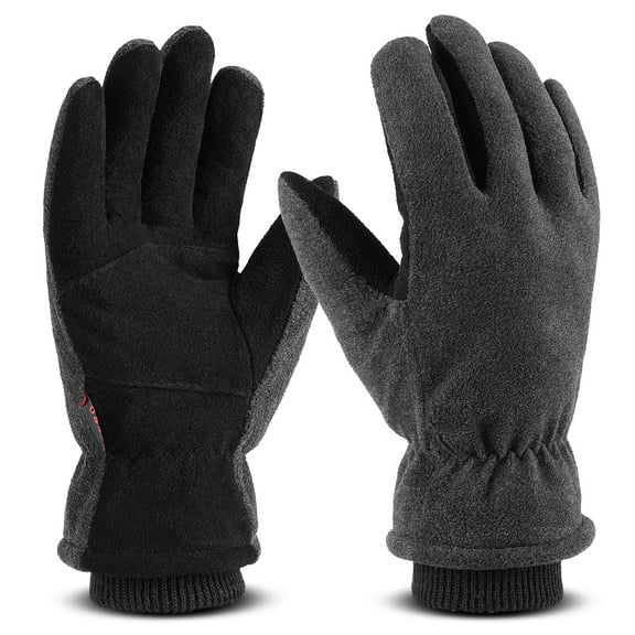 OZERO Winter Gloves -30°F Cold Proof Deerskin Suede Leather Insulated Water-resistant Windproof Thermal Glove for Driving Hiking Snow Work in Cold Weather - Warm Gifts for Men and Women