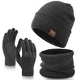 thumbnail image 1 of OZERO Winter Gloves Hat Scarf: Warm Knit Touchscreen Gloves and Polar Fleece Lined Beanie and Soft Neck Scarf, 1 of 9