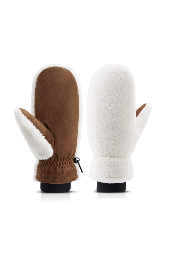Winter Gloves Mittens for Women, Warm Thermal Windproof Fleece Lined Fuzzy Sherpa Gloves for Women