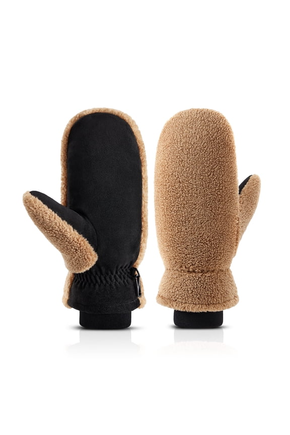 Winter Gloves Mittens for Women, Warm Thermal Windproof Fleece Lined Fuzzy Sherpa Gloves for Women