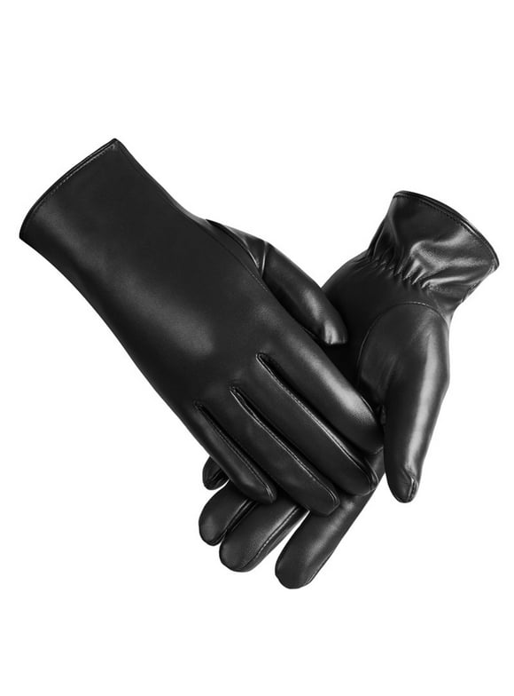 OZERO Winter Gloves Women PU Leather Touchscreen Gloves Windproof Water-resistant Gloves for Women