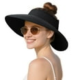 thumbnail image 1 of OZERO Women Sun Straw Visor Hat: Beach Hats Wide Brim Summer Ponytail Hat UV Protection Foldable Packable, 1 of 7