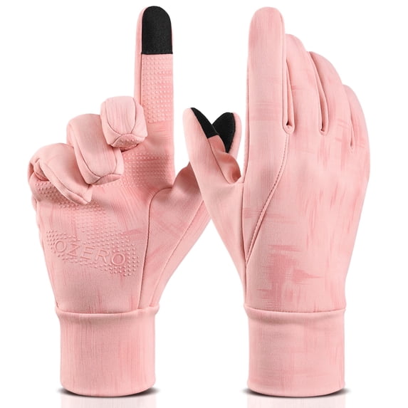 OZERO Womens Winter Gloves for Cold Weather: Touchscreen Thermal Womens Gloves Texting - Water Resistant Anti-Slip Warm for Running Cycling Driving Pink