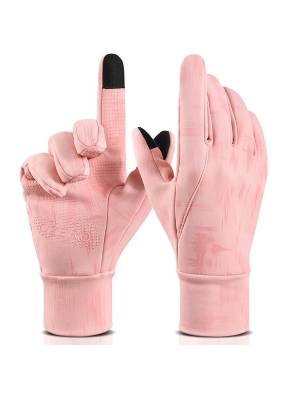 Womens Winter Gloves for Cold Weather: Touchscreen Thermal Womens Gloves Texting - Water Resistant Anti-Slip Warm for Running Cycling Driving Pink