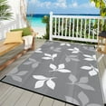 thumbnail image 1 of OZHOMY 6x9 Ft Reversible Outdoor Rugs Portable Leaf Pattern Mats Waterproof Plastic Straw Mat Foldable RV Camping Carpet for Garden Patios Deck Balcony BBQ Beach (Grey & White) C99, 1 of 3