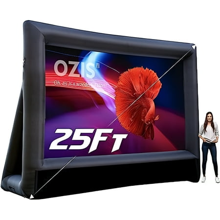 OZIS 25Ft Inflatable Outdoor Projector Movie Screen Blow up with 450W Blower Front and Rear Projection