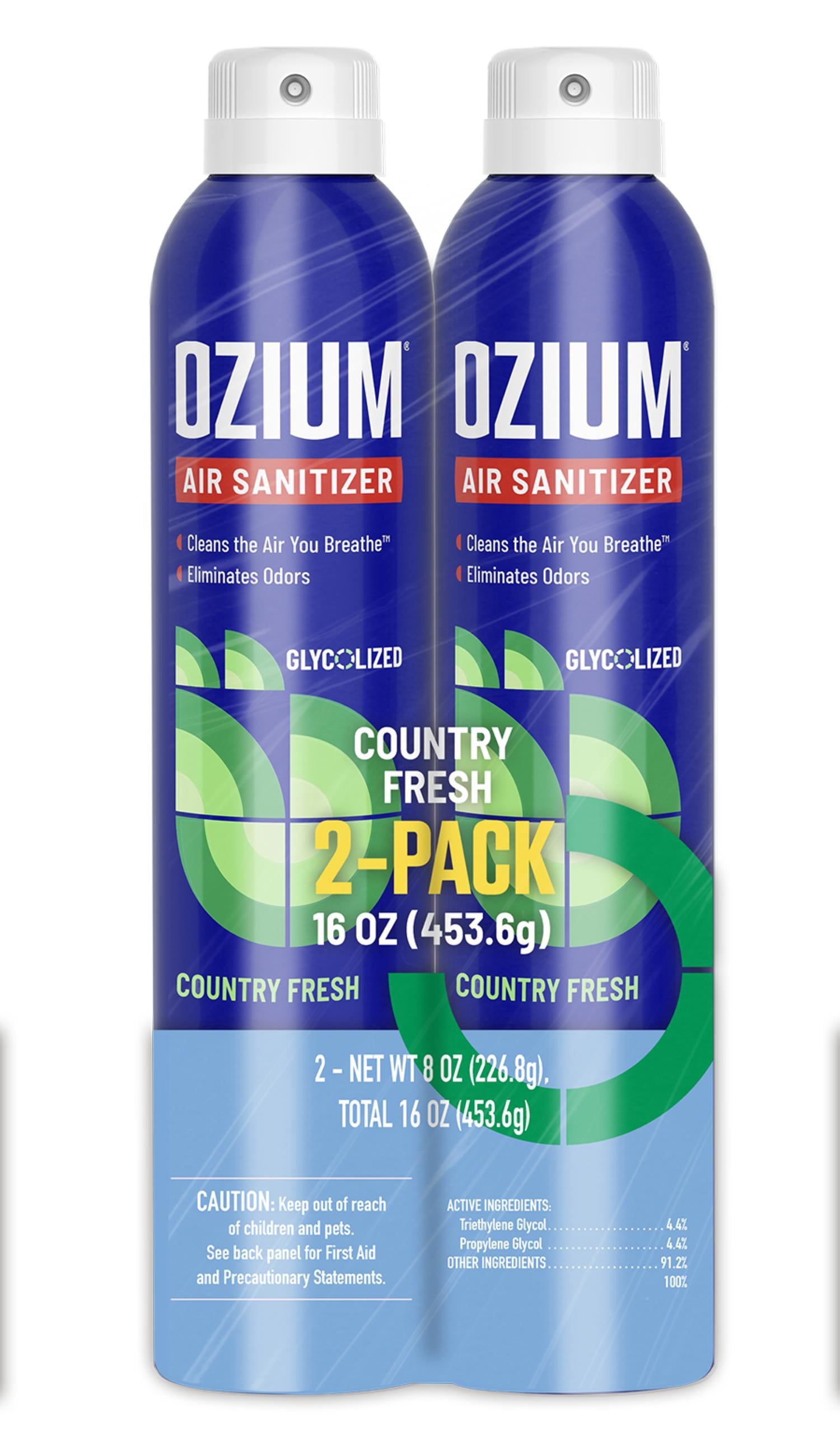 OZIUM Air Sanitizer Spray, Country Fresh Scent, 8 oz Can – Cleans Air, Eliminates Odors & Freshens, 2 Pack