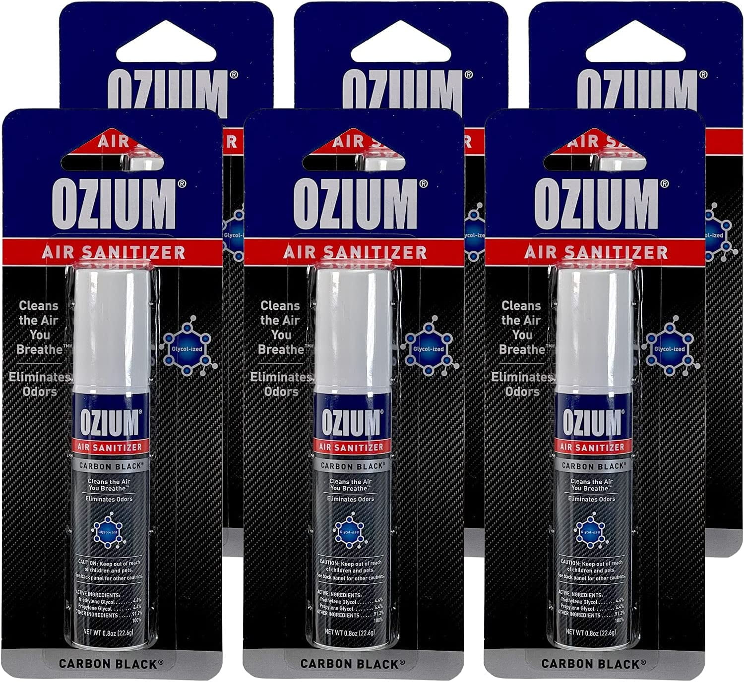 OZIUM Auto Air Freshener Spray, Carbon Black Scent, 1 Pack, 0.8 fl