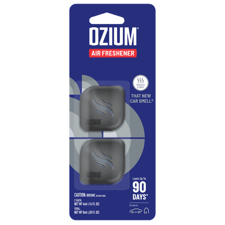 OZIUM Auto Air Freshener Vent Clip, New Car Scent, 2 Pack, .28 oz Clip