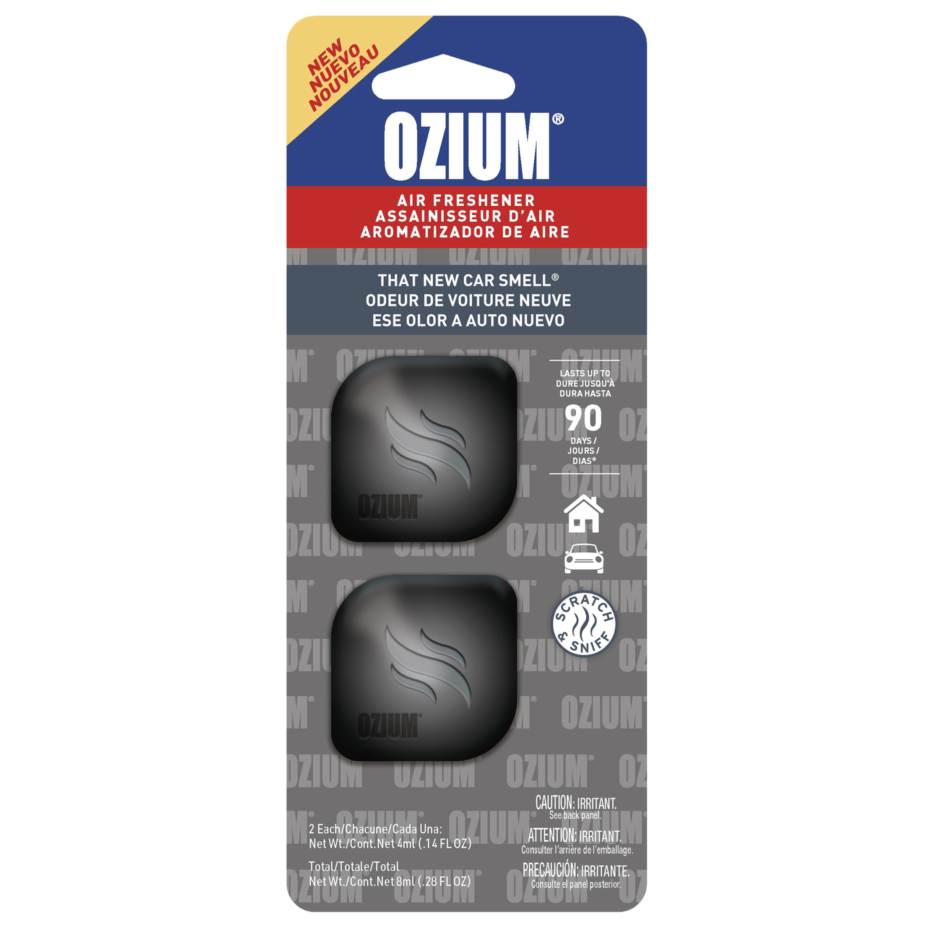 OZIUM Auto Air Freshener Vent Clip, New Car Scent, 2 Pack, .28 oz Clip