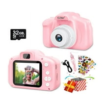 OZMI Kids Selfie Camera for Girls, Christmas Birthday Gift for Girls Age 3-12, 1080P Digital Camera for Kids, Portable Children Toy Camera for 3 4 5 6 7 8 Year Old Girls Toddler with 32GB SD Card-Pink