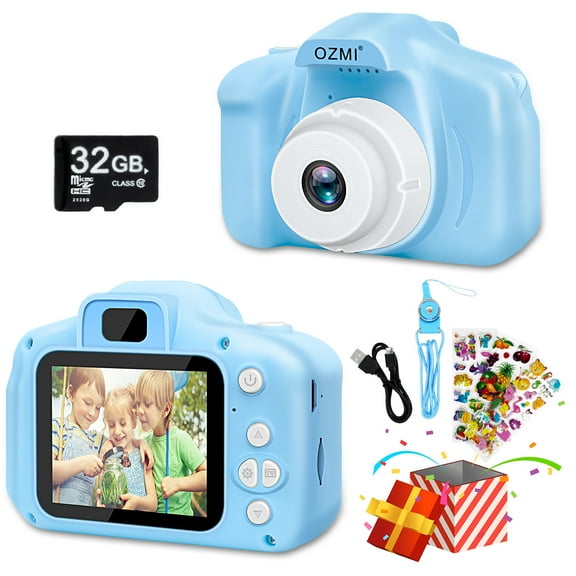 OZMI Toy Camera Gift for 3 4 5 6 7 8 Year Old Girl Boys, Kids Selfie Camera for Girl Age 3-12, Christmas Birthday Gift for Toddler, Digital Camera for Children Kids with 32GB Card -Blue