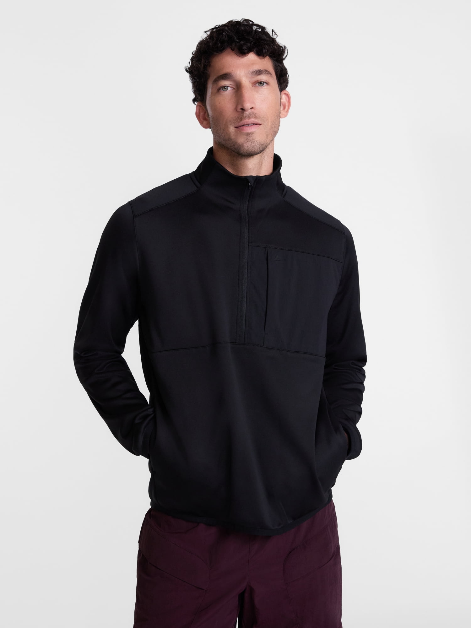 Ozark Trail Men's Half Zip Pullover with Long Sleeves, Sizes S-3XL