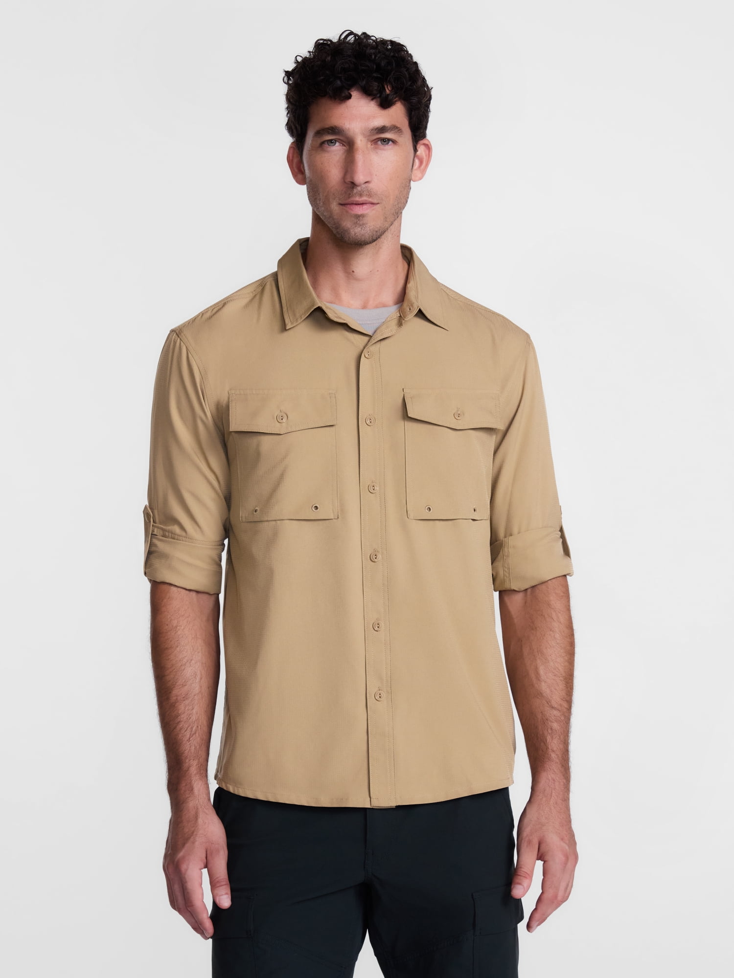 Ozark Trail Men's Fishing Shirt with Long Sleeves, Sizes S-4XLT