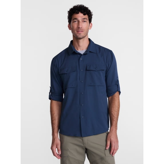 Ozark Trail Men's Fishing Shirt with Long Sleeves, Sizes S-4XLT