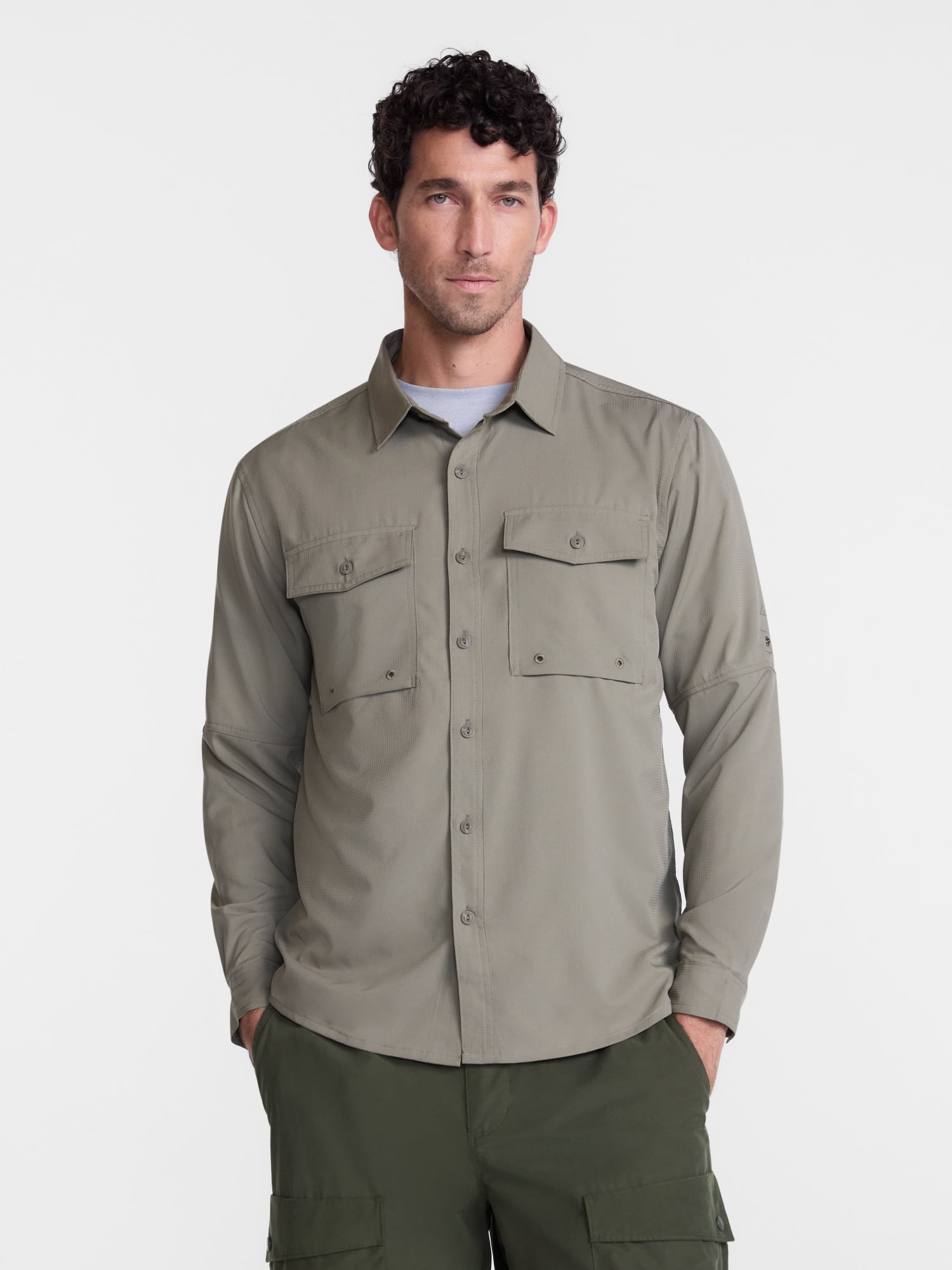 Ozark Trail Men's Fishing Shirt with Long Sleeves, Sizes S-4XLT